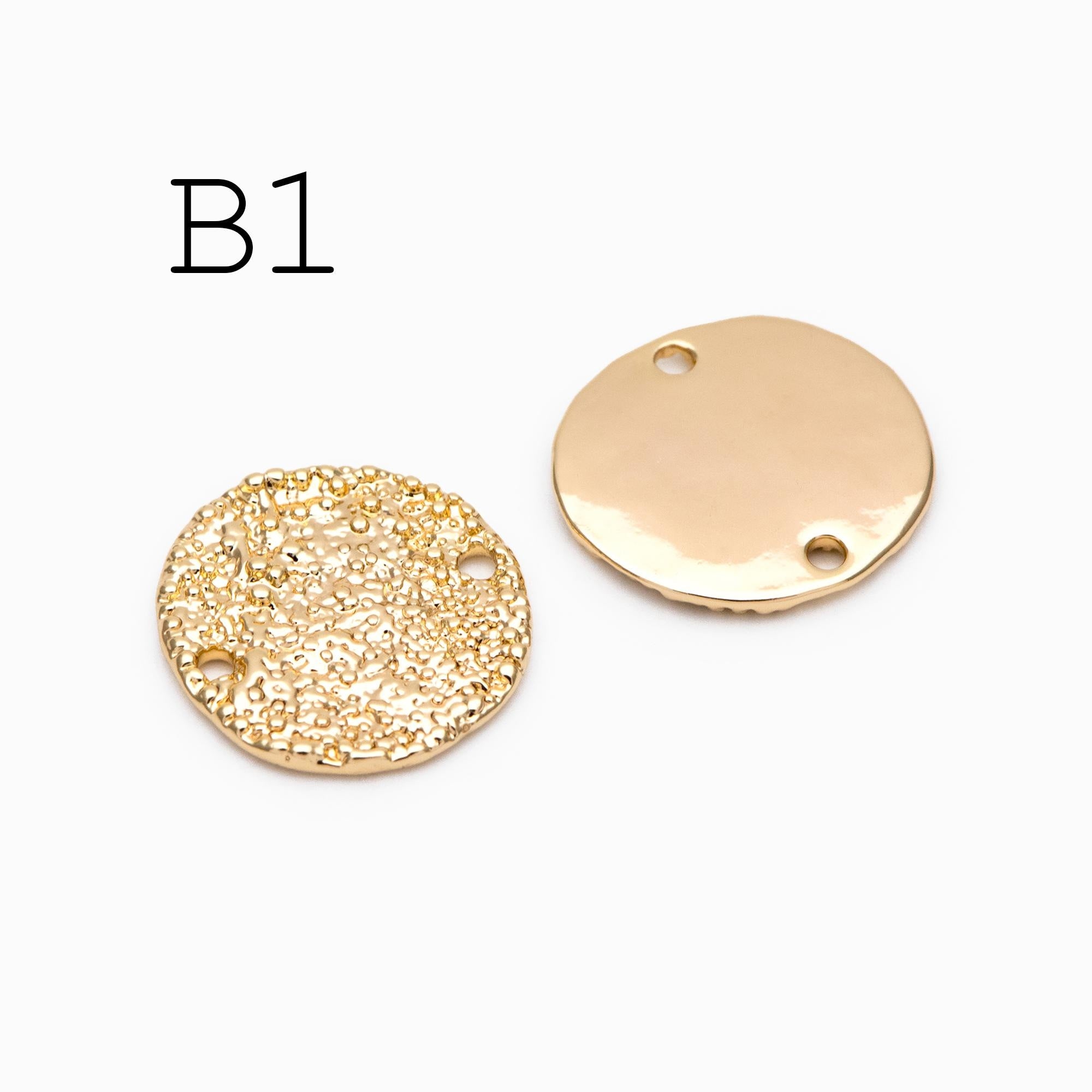 10pcs Gold/ Silver Tone Hammered Charm Connectors, Gold/ Rhodium plated Brass, Rustic Geometric Pendents (GB-1422)